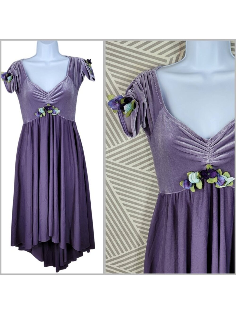 Dance Costume Size Medium Adult Purple Velvet Princess Long Flare Skirt Ballet